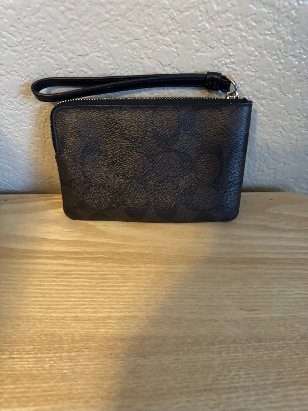 Coach Brown & Black Signature Wristlet